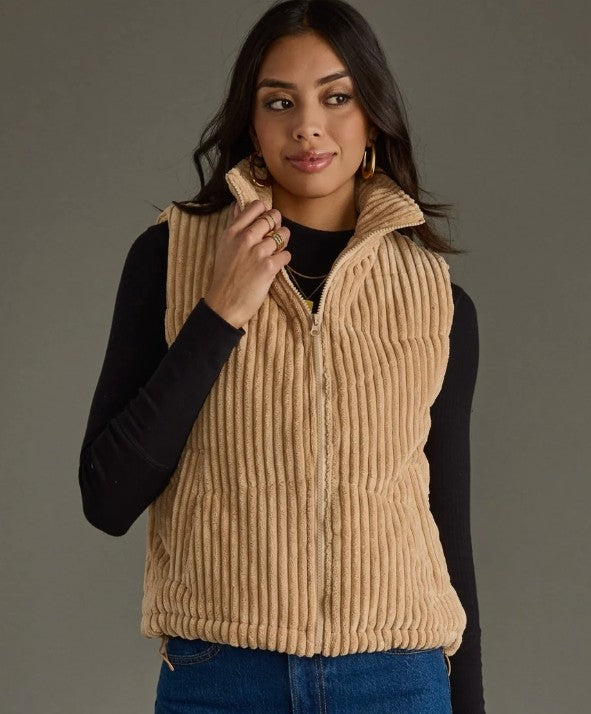 Panache Tan Suede Zip Up Vest