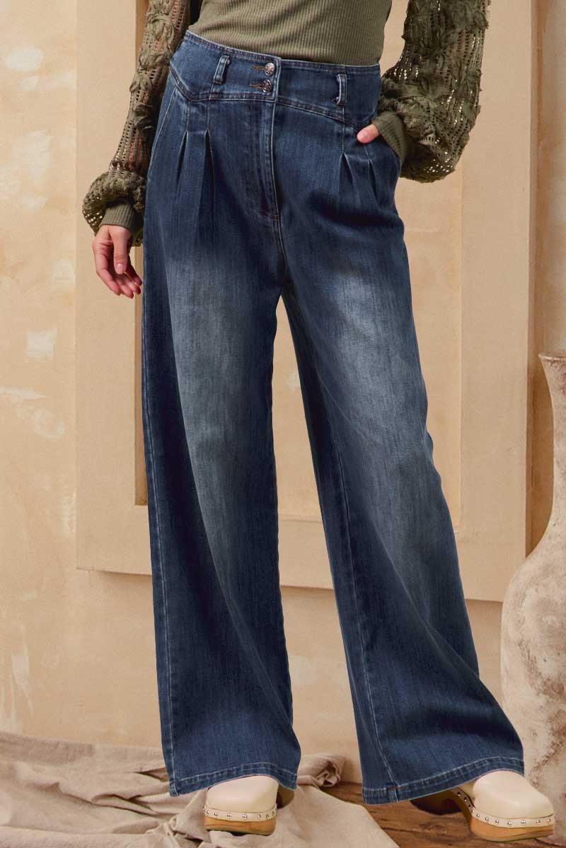 SoMe Pleated High Waist Wide Leg jeans