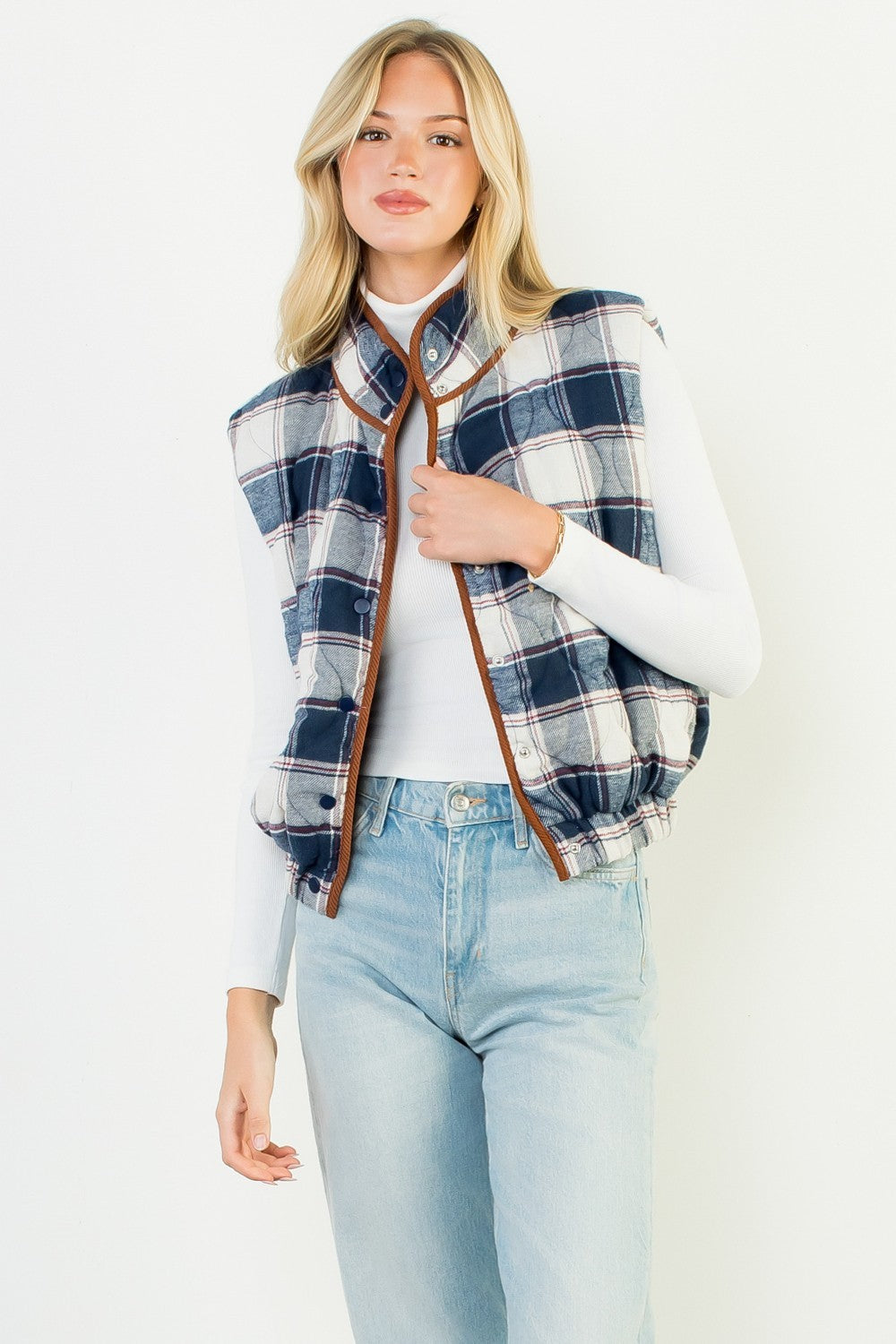 THML Plaid Puffer Vest