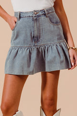 So Me Ruffled Denim Skirt
