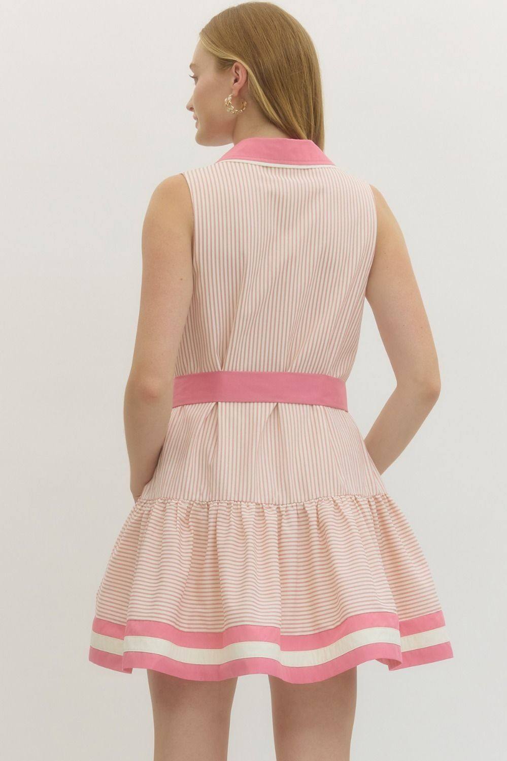 Entro Sleeveless Mini Dress-Pink