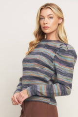 Flying Tomato Sweater Knit Top - Charcoal