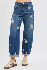 Risen Star Printed Barrel Jean