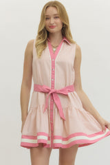 Entro Sleeveless Mini Dress-Pink