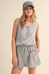 Klesis Striped Cotton Romper (Navy)