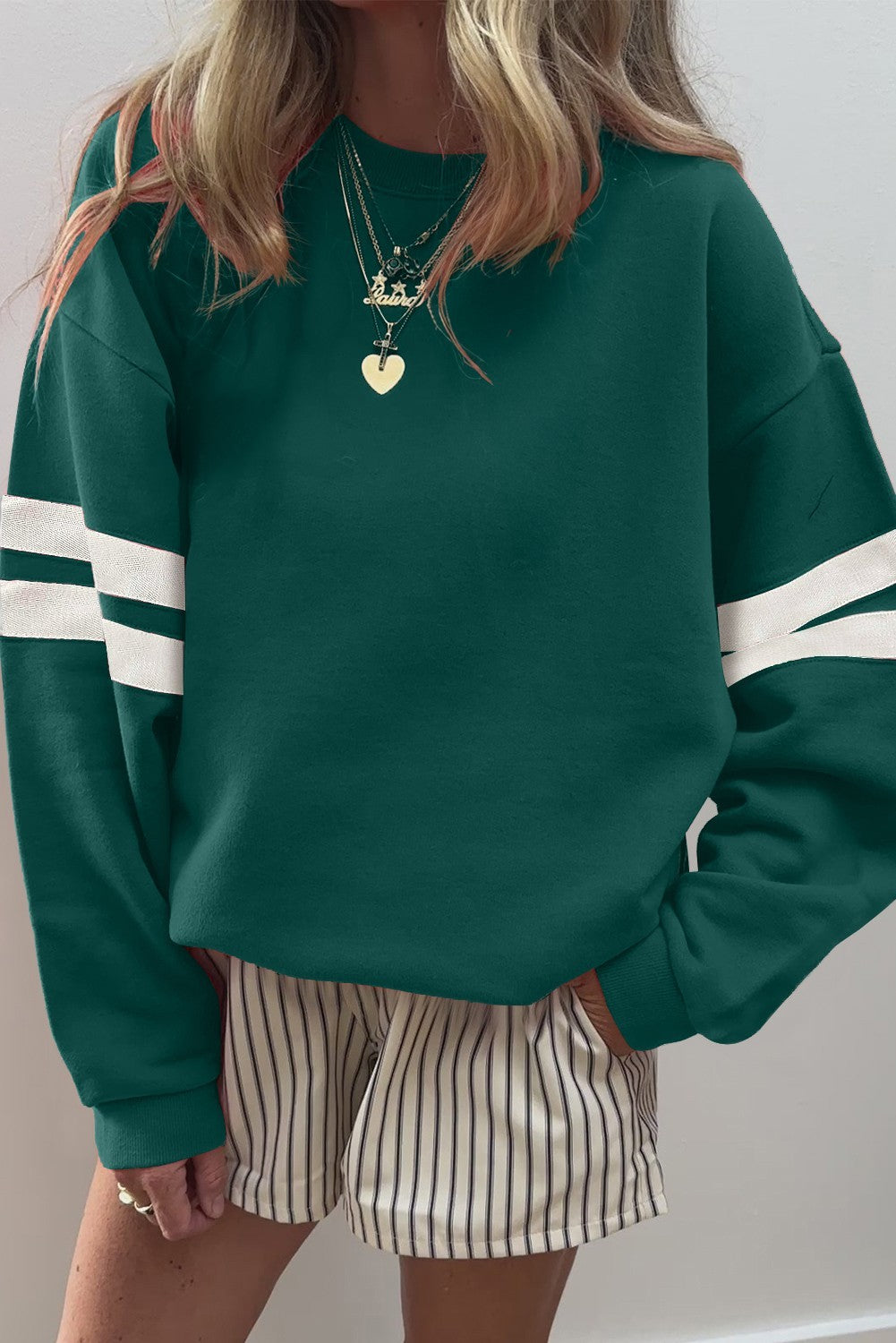 Varsity Striped Sweatshirt Green