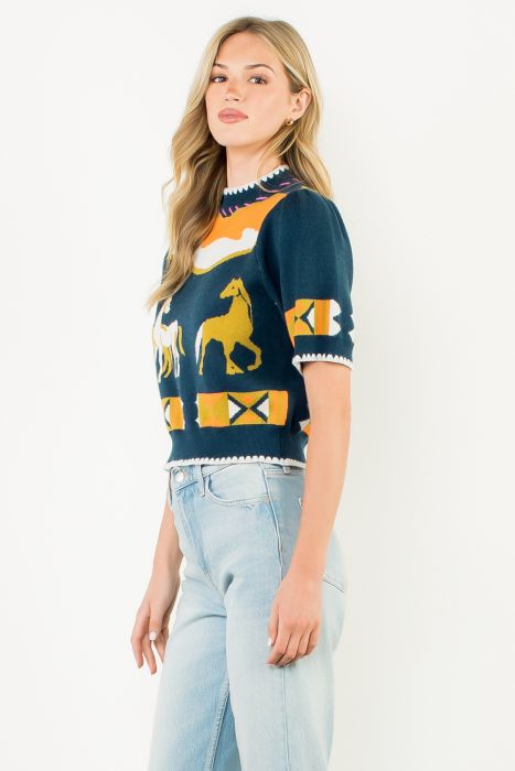 THML Navy Horse Sweater
