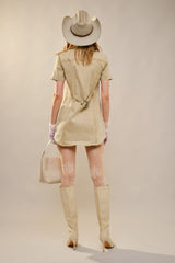 Blue B Western Embroidered Mini Dress-Sand