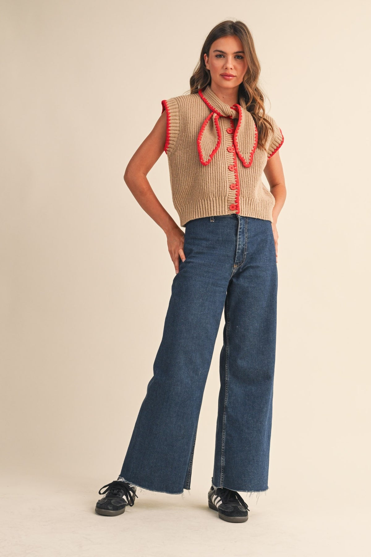 &Merci Tie Neck Sweater