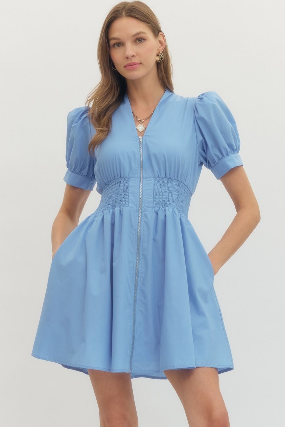 Entro Puff-Sleeve Mini Dress