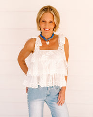 Lace Embroidered Tiered Top