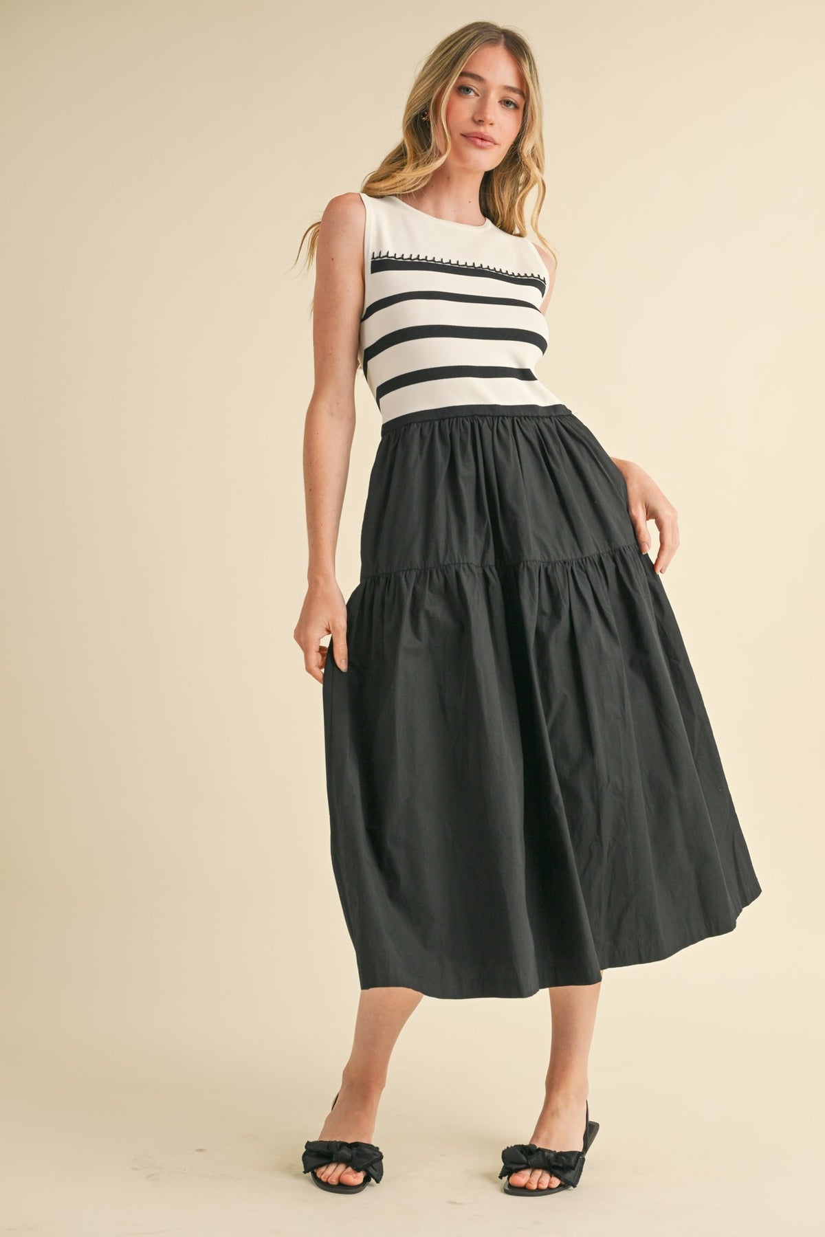&Merci Sleeveless Black and White Dress