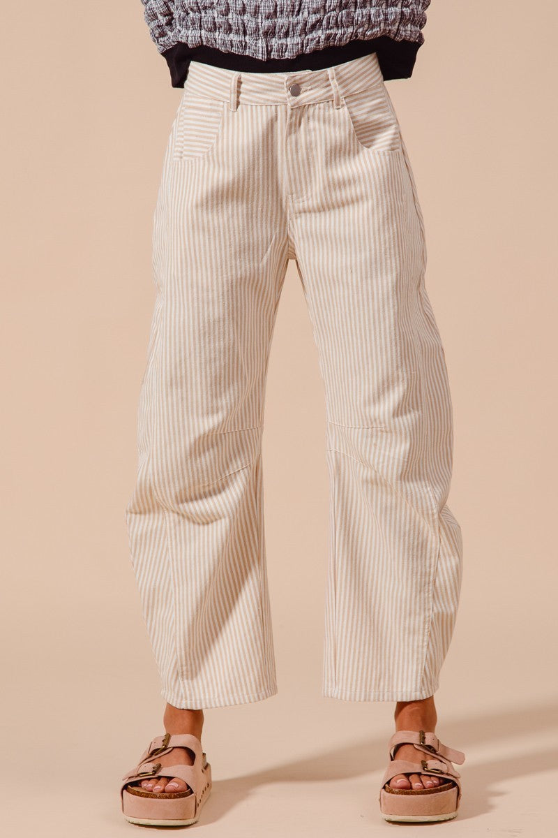 So Me Pin Stripe Barrel Jeans