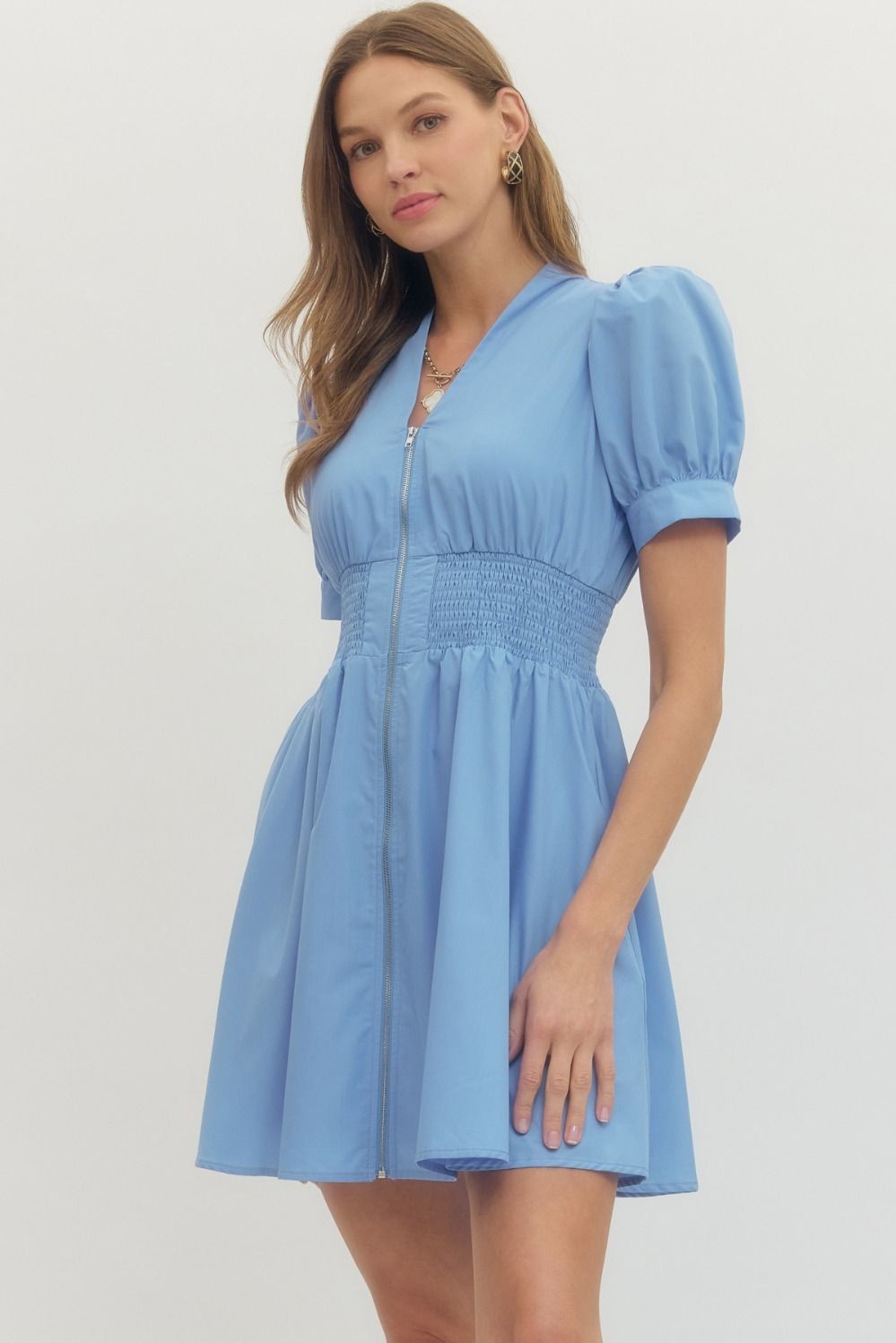 Entro Puff-Sleeve Mini Dress