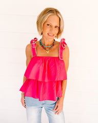 Tiered Ruffle Hot Pink Top