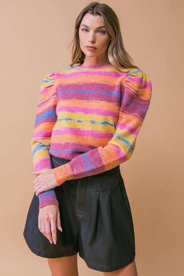 Flying Tomato Sweater Knit Top - Orange Pink
