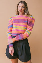 Flying Tomato Sweater Knit Top - Orange Pink